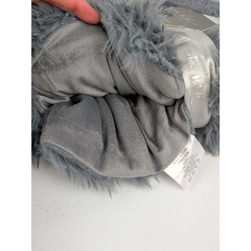 Nicole Miller Faux High Pile  Fur Throw 50” by 60 Gray NWT
